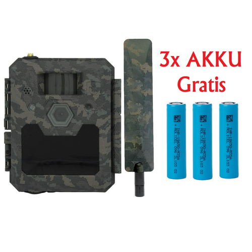 ICU CLOM Cam 6 Funk Wildkamera 4G LTE im Bundle mit 3x Akku 18650