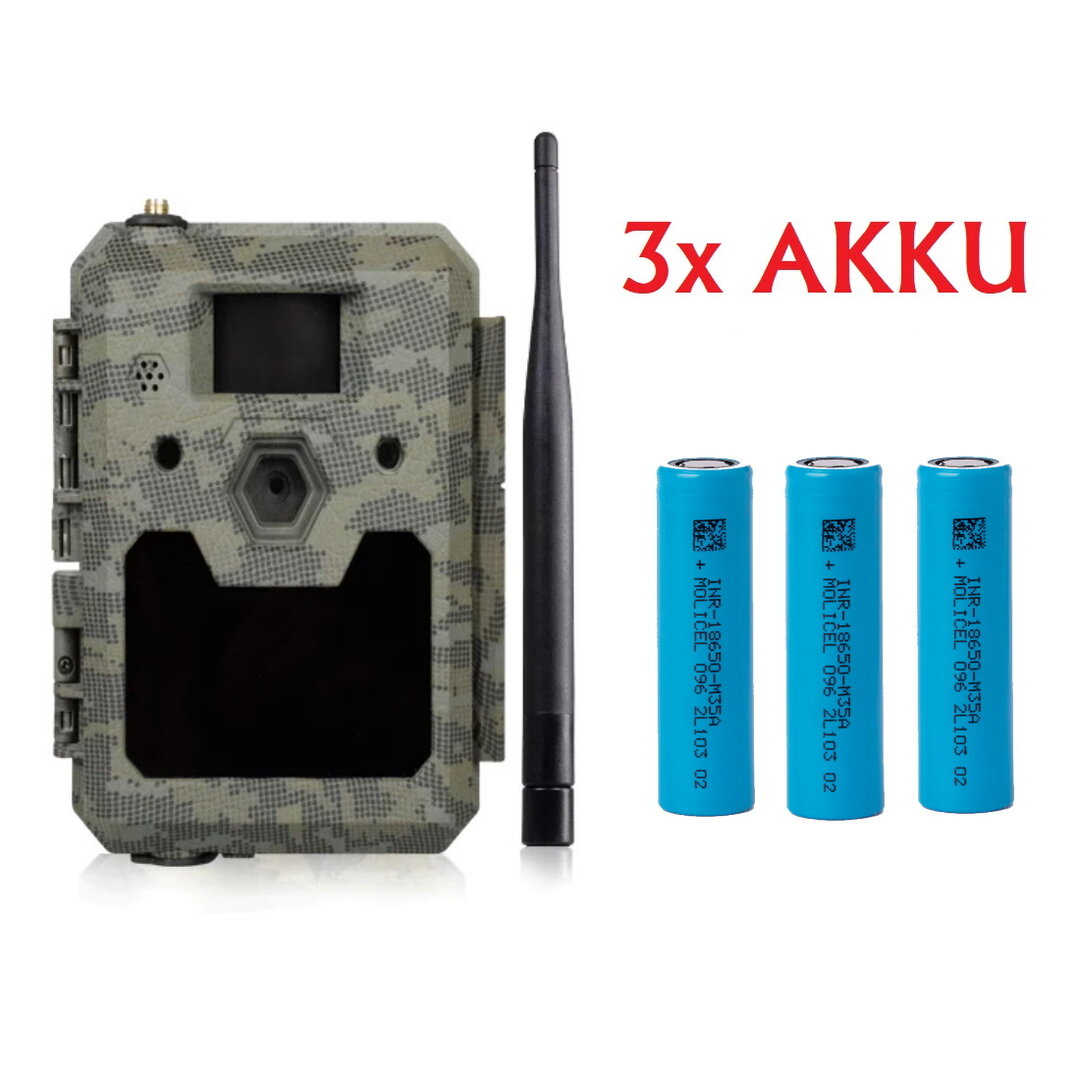 ICU CLOM Cam 5 Funk Wildkamera 4G LTE im Bundle mit 3x Akku 18650