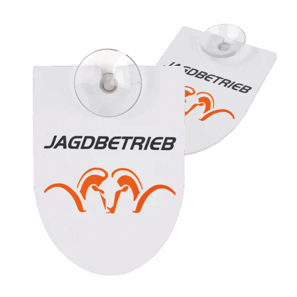 Saugnapfschild "Jagdbetrieb" für das Auto von Blaser