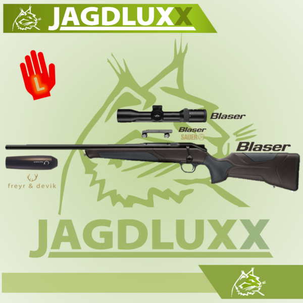 Blaser R8 Professional 2.0 schwarz- braun Linkswaffe mit Blaser B2 und freyr & devik Schalldämpfer